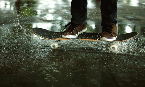Skating in rain
